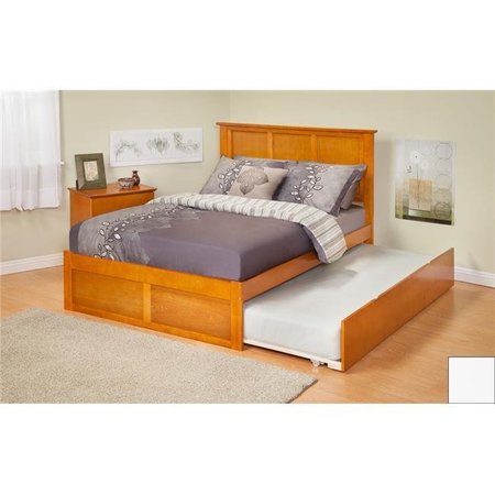 ATLANTIC FURNITURE Atlantic Furniture AR8622012 Madison Twin Bed with Flat Panel Footboard and Urban Trundle in a White Finish AR8622012